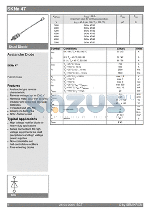 SKNA47/36 datasheet - Avalanche Diode