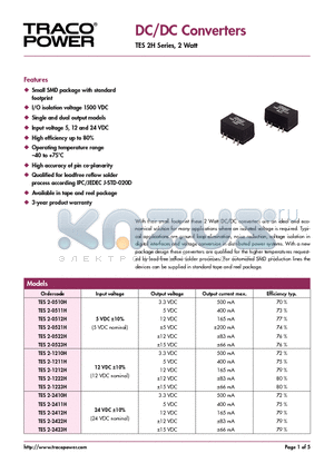 TES2-0510H datasheet - DC/DC Converters