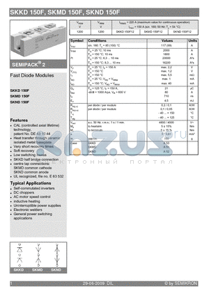 SKND150F12 datasheet - Fast Diode Modules