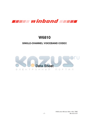 W6810IR datasheet - SINGLE-CHANNEL VOICEBAND CODEC