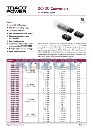 TES2N-0521 datasheet - DC/DC Converters