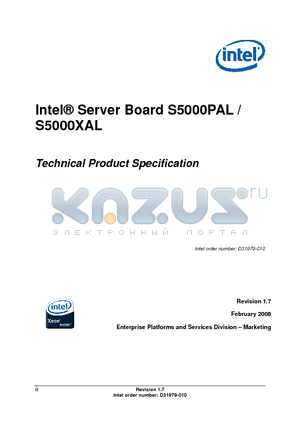 S5000PAL datasheet - Technical Product Specification