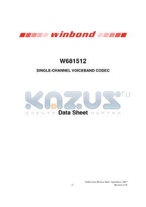 W681512RG datasheet - SINGLE-CHANNEL VOICEBAND CODEC