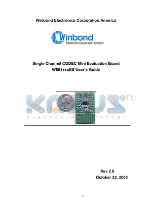 W681512ES datasheet - Single Channel CODEC Mini Evaluation Board