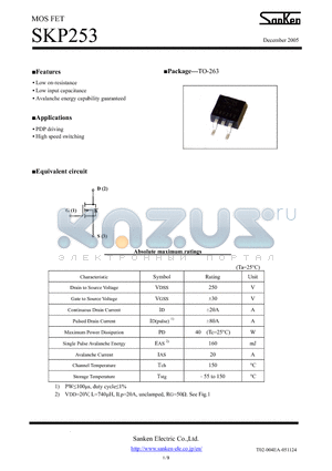 SKP253 datasheet - MOS FET