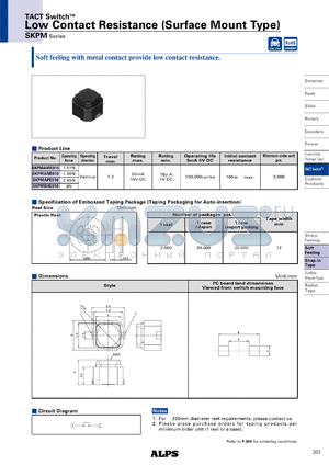 SKPMAME010 datasheet - Low Contact Resistance (Surface Mount Type)