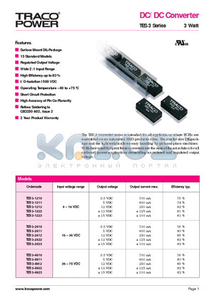 TES3-1210 datasheet - DC/DC Converter