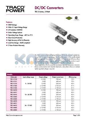 TES3-1210_06 datasheet - DC/DC Converters