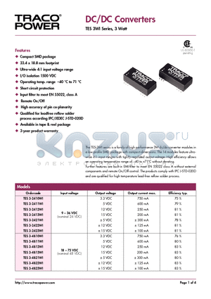 TES3-2411WI datasheet - DC/DC Converters