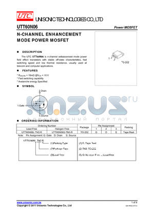 UTT60N06 datasheet - N-CHANNEL ENHANCEMENT MODE POWER MOSFET