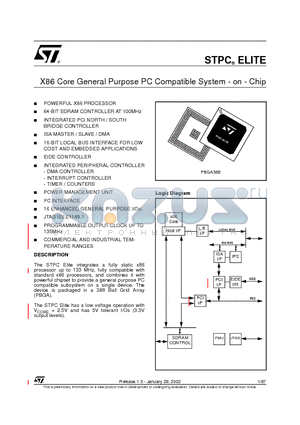 STPCELITE datasheet - X86 Core General Purpose PC Compatible System - on - Chip