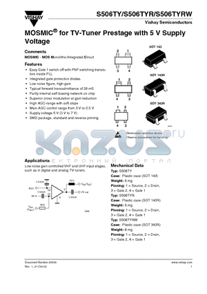 S506TY datasheet - MOSMIC for TV-Tuner Prestage with 5 V Supply Voltage