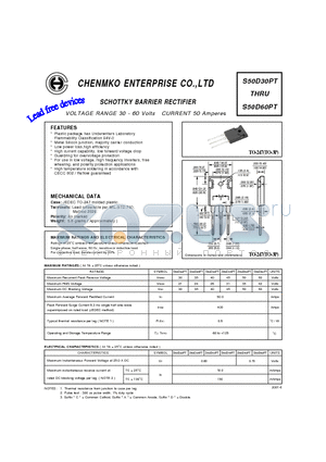 S50D30PT datasheet - SCHOTTKY BARRIER RECTIFIER