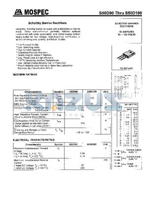 S50D90 datasheet - SCHOTTKY BARRIER RECTIFIERS(50A,90-100V)