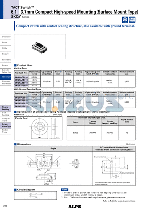 SKQYAFE010 datasheet - 6.13.7mm Compact High-speed Mounting(Surface Mount Type)