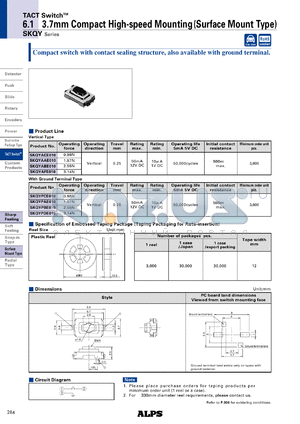 SKQYPBE010 datasheet - 6.13.7mm Compact High-speed Mounting(Surface Mount Type)