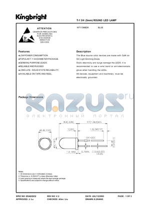 W7113MBDK datasheet - T-1 3/4 (5mm) ROUND LED LAMP