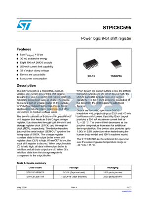 STPIC6C595_08 datasheet - Power logic 8-bit shift register