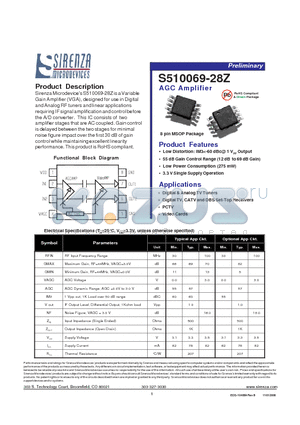 S510069-28Z datasheet - AGC Amplifier