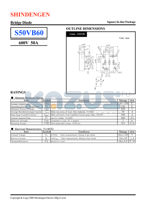 S50VB60 datasheet - Bridge Diode(600V 50A)
