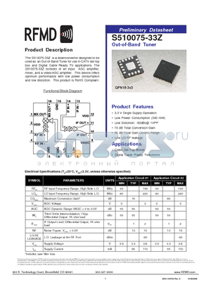 S510075-33Z datasheet - Out-of-Band Tuner
