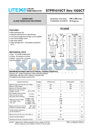 STPR1010CT datasheet - SUPER FAST GLASS PASSIVATED RECTIFIERS