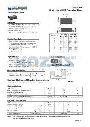 TESDC5V0 datasheet - Bi-directional ESD Protection Diode