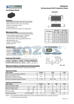 TESDD5V0 datasheet - Bi-directional ESD Protection Diode