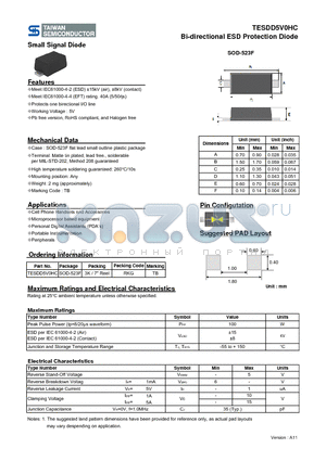 TESDD5V0HC datasheet - Bi-directional ESD Protection Diode