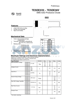 TESDE12V datasheet - SMD ESD Protection Diode