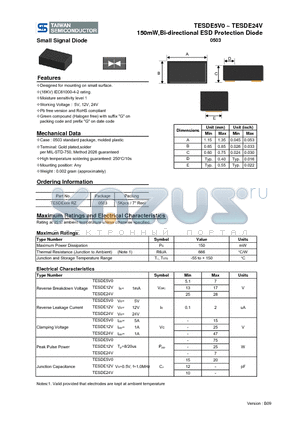 TESDE12V datasheet - 150mW,Bi-directional ESD Protection Diode