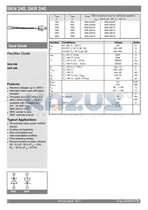 SKR240/04 datasheet - Rectifier Diode