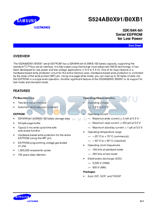 S524AB0X91 datasheet - 32K/64K-bit Serial EEPROM for Low Power