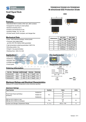 TESDE5V0 datasheet - Bi-directional ESD Protection Diode