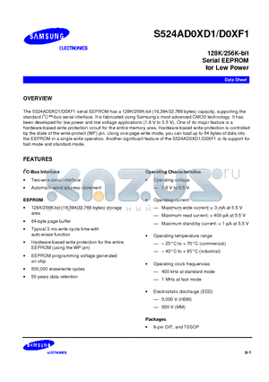 S524AD0XD1 datasheet - 128K/256K-bit Serial EEPROM for Low Power