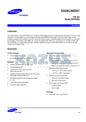 S524L50D51 datasheet - 16K-bit Serial EEPROM