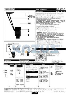 W770 datasheet - Post top mount