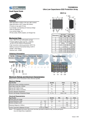 TESDM5V0A datasheet - Ultra Low Capacitance ESD Protection Array