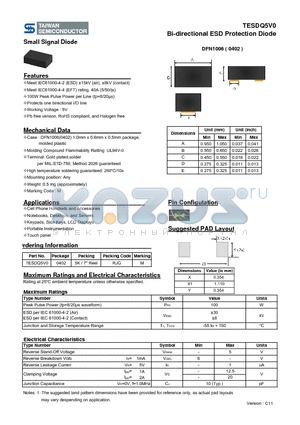 TESDQ5V0 datasheet - Bi-directional ESD Protection Diode
