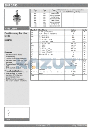 SKR2F50/04UNF datasheet - Fast Recovery Rectifier Diode