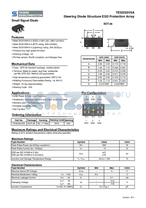 TESDS5V0A datasheet - Steering Diode Structure ESD Protection Array