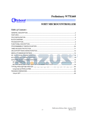 W77E468F-40 datasheet - 8 BIT MICROCONTROLLER