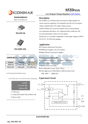 S52D18D datasheet - Low Dropout Voltage Regulator (1.0A Series)