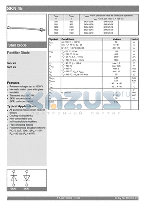 SKR45/12 datasheet - Rectifier Diode