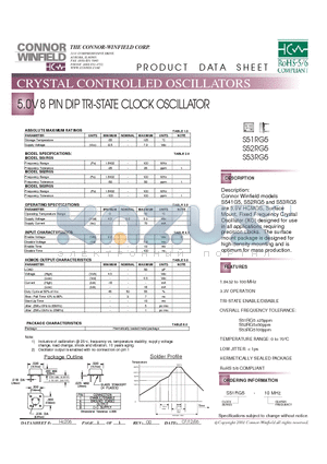 S52RG5 datasheet - 5.0V 8 PIN DIP TRI-STATE CLOCK OSCILLATOR