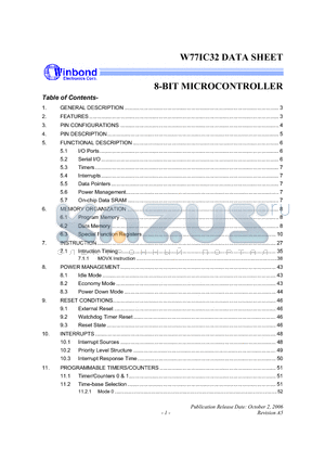 W77IC32P-25 datasheet - 8-BIT MICROCONTROLLER