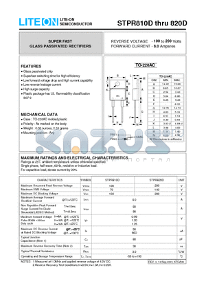 STPR810D datasheet - SUPER FAST GLASS PASSIVATED RECTIFIERS