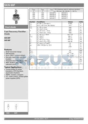 SKR60F12 datasheet - Fast Recovery Rectifier Diode