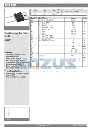 SKR67F datasheet - Fast Recovery Rectifier Diode