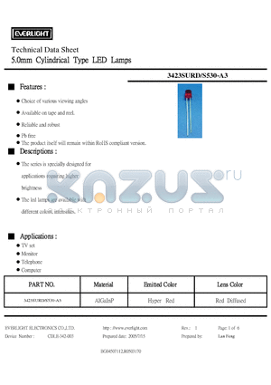 S530-A3 datasheet - 5.0mm Cylindrical Type LED Lamps